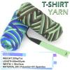 2 Pack Tshirt Yarn for Crocheting,Rainbow T Shirt Chunky Elastic Thick T-Shirt Crochet Yarn for Beginners Crocheting Hand Knitting Bag/Basket/Coasters/DIY Crafts/Home Decor 2 * 200G-Blue White Tone view 2