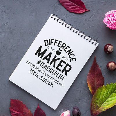 Custom Teacher Stamper - Self-Inked Library Stamp for Teachers, Difference Maker #Teacherlife Design, Cute & Durable My Library Stamp, Classroom Organization & Personalization, 1-5/8" Square