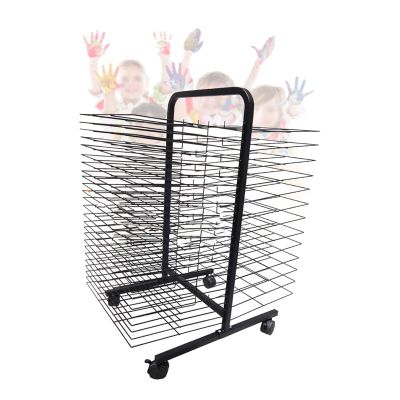 ROSPFKELSC 38-Layer Art Drying Rack with Wheels, Metal Wire Display Easel for Childrens Art, Kindergarten & Studio Use, 82cm Tall