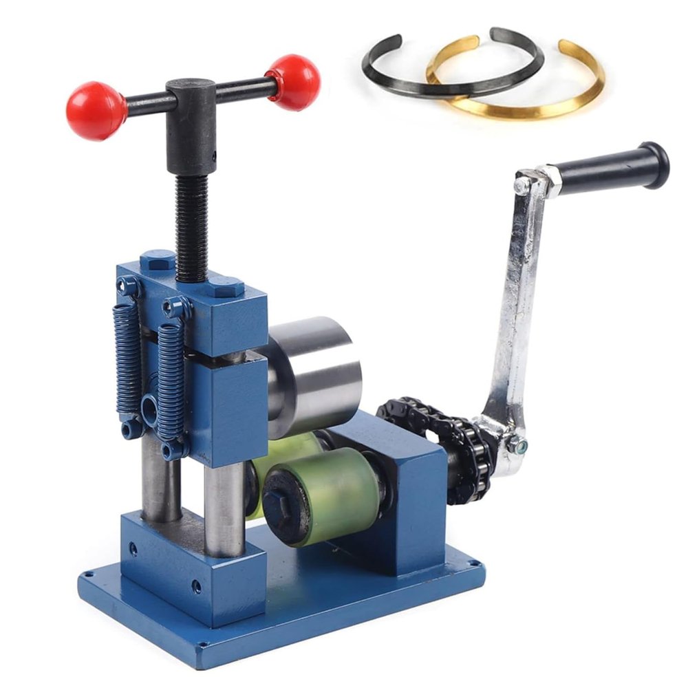 CHANGLKJ Combination Rolling Mill, Jewelry Press Tabletting Tool, Earring Bracelet Bending Device with Bold and Widened Spring Handle, Sturdy Material and Stable Base, for Craftsman, Jewelry Shop