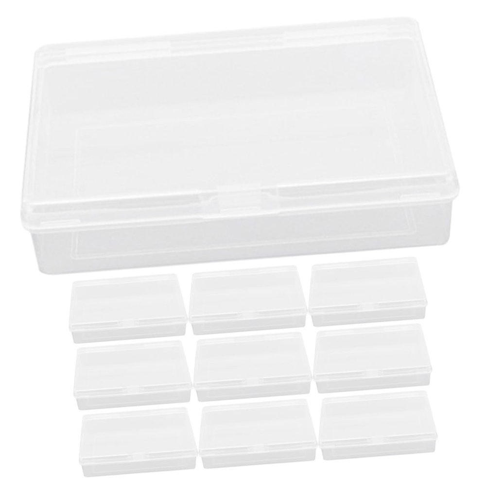 CVUTOVO 10Pcs Clear Portable Storage Cases for Playing Cards Rectangular Multi Use Boxes for Organizing Accessories Crafts and Items