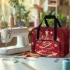 COEQINE Durable Christmas Tree Red Sewing Machine Carrier Large Capacity Handbag with Pockets and Handles Holiday Craft Companion view 4