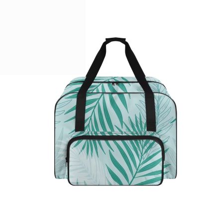 COEQINE Sewing Machine Storage Case Lightweight Tote with Tropical Leaf Pattern Durable Canvas Expandable Pockets for Sewing Machine Protection