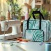 COEQINE Sewing Machine Storage Case Lightweight Tote with Tropical Leaf Pattern Durable Canvas Expandable Pockets for Sewing Machine Protection view 4