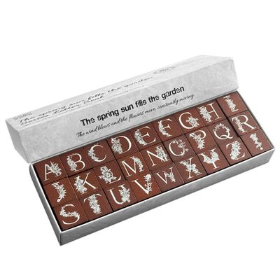 27 Pcs Wooden Alphabet Rubber Stamp Set, A-Z Letter Stamps for Card Making, DIY Crafts, Scrapbooking