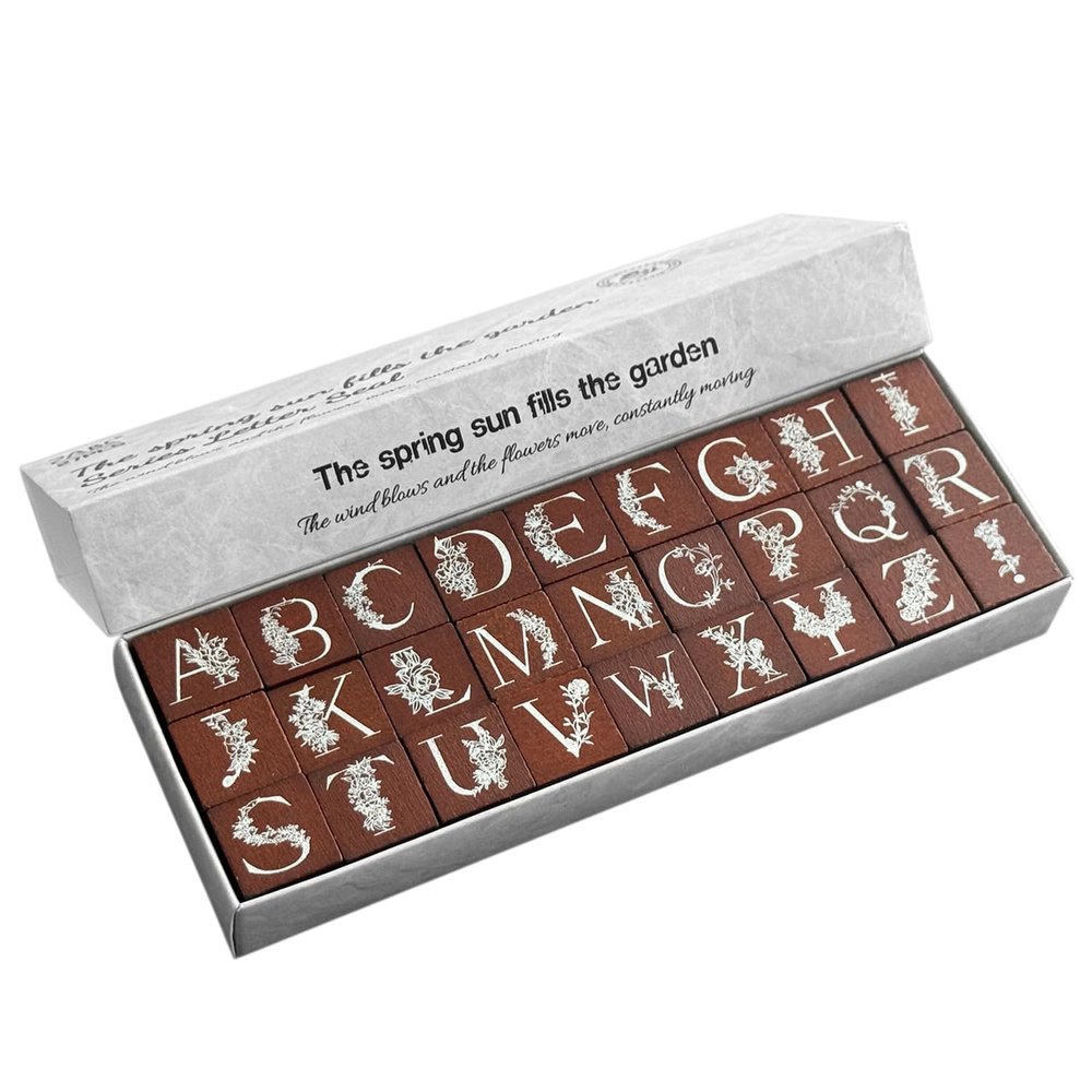 27 Pcs Wooden Alphabet Rubber Stamp Set, A-Z Letter Stamps for Card Making, DIY Crafts, Scrapbooking