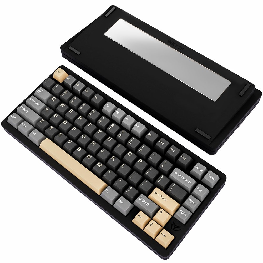 ELECFOX MK INKY75 CNC Aluminum Mechanical Keyboard Triple-Mode Connectivity Gaming Keyboard, 75% Layout Mechanical Keyboard,with Superior Acoustics, Creamy Sounding, RGB/HMX/4000mAh(Raven Black)