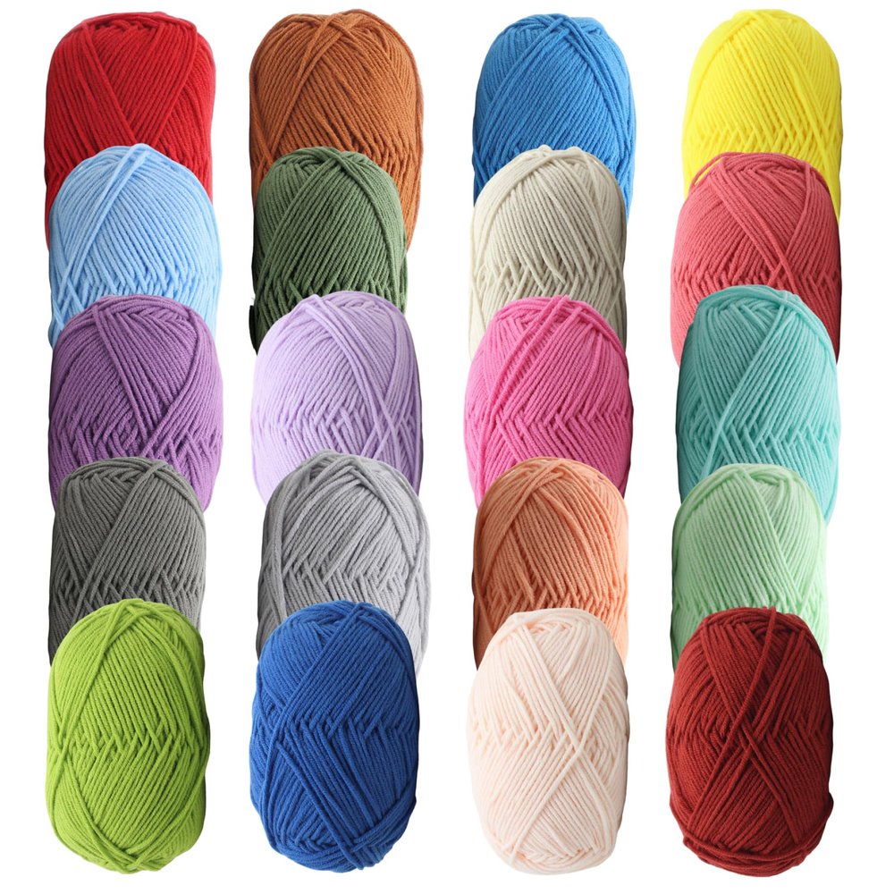 20PCS Cotton Yarn for Crocheting-Sport Weight Yarn, Multicolor Super Soft Milk Cotton for Knitting Crochet Baby Garments Hat Socks Scarf Toy Making