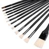 12-Piece Art Brush Set for Oil, Acrylic & Watercolor, Black Wooden Handles with Storage Case view 1