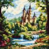 40x50 cm Cross Stitch Kits for Kids Ages 8-12 Beginners,Pre-Printed Embroidery Set with Cross Stitch Patterns Canvas,Threads,Needles DIY Needlework for Adults,Forest Castle view 1