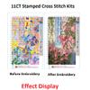 40x50 cm Cross Stitch Kits for Kids Ages 8-12 Beginners,Pre-Printed Embroidery Set with Cross Stitch Patterns Canvas,Threads,Needles DIY Needlework for Adults,Forest Castle view 4