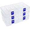 DUOFIRE Plastic Organizer Container Storage Box Adjustable Divider Removable Grid Compartment for Jewelry Beads Earring Tool Fishing Hook Small Accessories(18 grids, White X 3) view 1