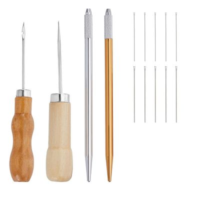 AHANDMAKER 2Pcs 2 Colors 304 Stainless Steel Hair Rooting Tool with Awl Pricker Sewing Tool and Ventilating Needles, Doll Hair Making Kit for DIY Handle Doll OB BJD Wig