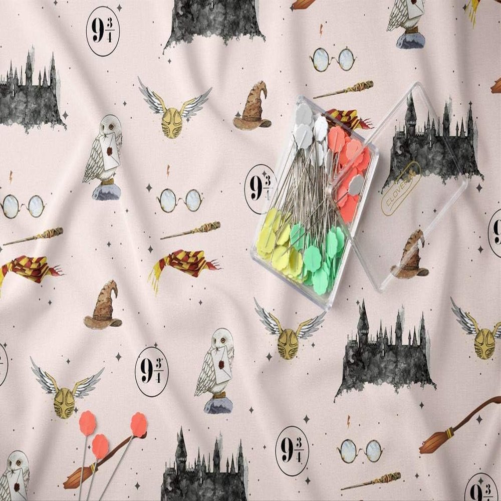 Wizard Cotton Fabric by The Yard Magical Pattern for Quilts, Baby Blankets, Crafts, Face Masks, Sewing Projects (5 Yard pre Cut)