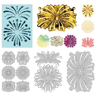 DELORIGIN Fireworks Cutting Dies Metal Die Cuts for Card Making Embossing Stencils Dies Template for Celebration Cards Scrapbooking Photo Album Paper DIY Craft Birthday Wedding Christmas