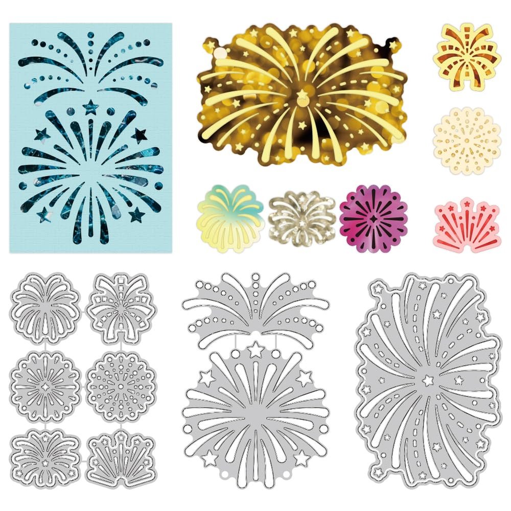 DELORIGIN Fireworks Cutting Dies Metal Die Cuts for Card Making Embossing Stencils Dies Template for Celebration Cards Scrapbooking Photo Album Paper DIY Craft Birthday Wedding Christmas
