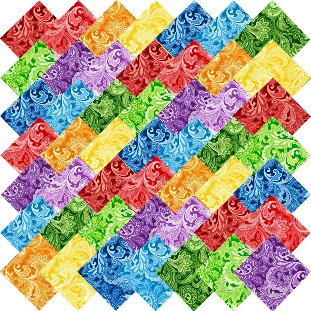 50pcs 12 x 12 inches Multicolor Cotton Fabric Bundle Squares for Quilting Sewing, Precut Fabric Squares for CraftPaisley