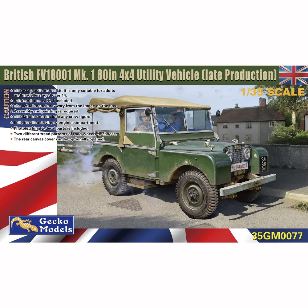 Gecko Models 35GM0077 British FV18001 Mk.1 80in 4x4 Utility Vehicle Late Production, 1/35 Scale Military Model Kit