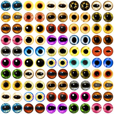 100PCS 6MM Glass Dragon Eyes Assorted Colors Glass Cabochon Dome Cat Bird Dragon Fake Glass Monster Eyes for Crochet Animals Clay Doll Making Sculptures Props and DIY Jewelry Making Findings