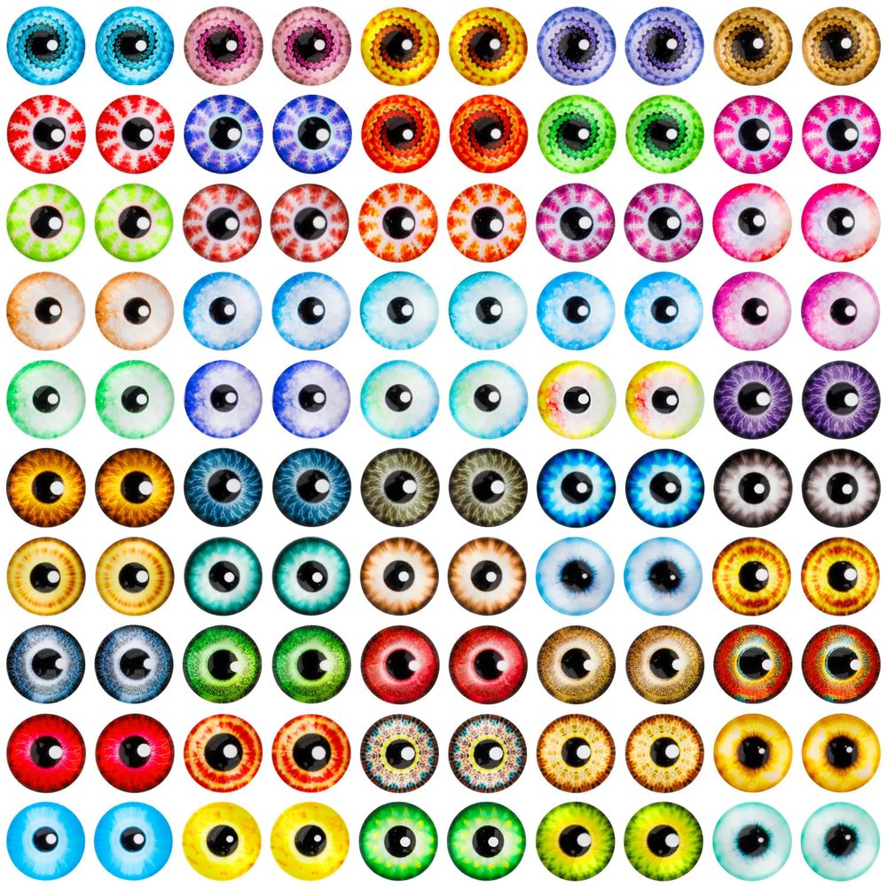 100PCS 12MM Assorted Dragon Eyes Glass Cabochon Mixed Style Doll Dragon Eyes for Clay Doll Making Sculptures Props Craft DIY Findings Jewelry Making