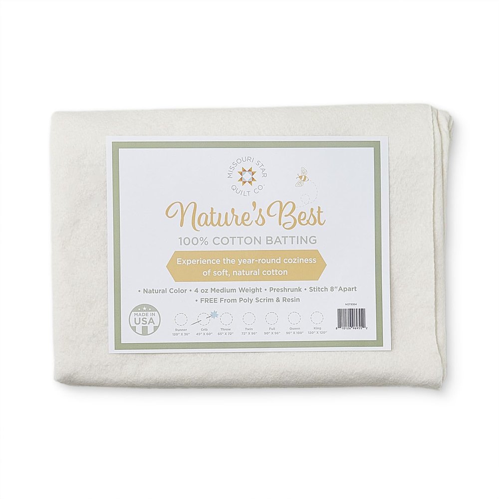 Crib Quilt Batting 45" x 60"| 100% Cotton No Poly Scrim or Resin | Medium Weight Batting Roll for Stuffing Blankets and Quilting Supplies