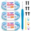 3 Pack Rainbow Beginner Crochet Yarn for Crocheting and Knitting Multicolor Cotton Crochet Yarn for Beginners(Purple White Blue) view 1