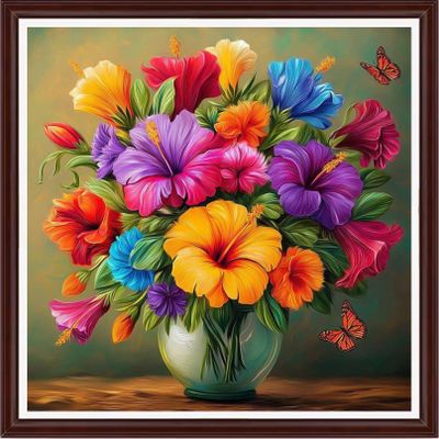 Dooxvey Counted Cross Stitch Kits for Adults 11CT Printed Cross-Stitch Patterns Cross Stitching Embroidery Kit Stamped or Counted Needlepoint Kits-Flower Butterfly 18x18 inch