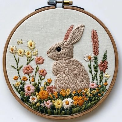 Punch Needle kit for Beginners Playful Bunny Ears Cute Bunny Embroidery Set, Punch Stitching kit for Adults, Needle Punch Kits for Adults