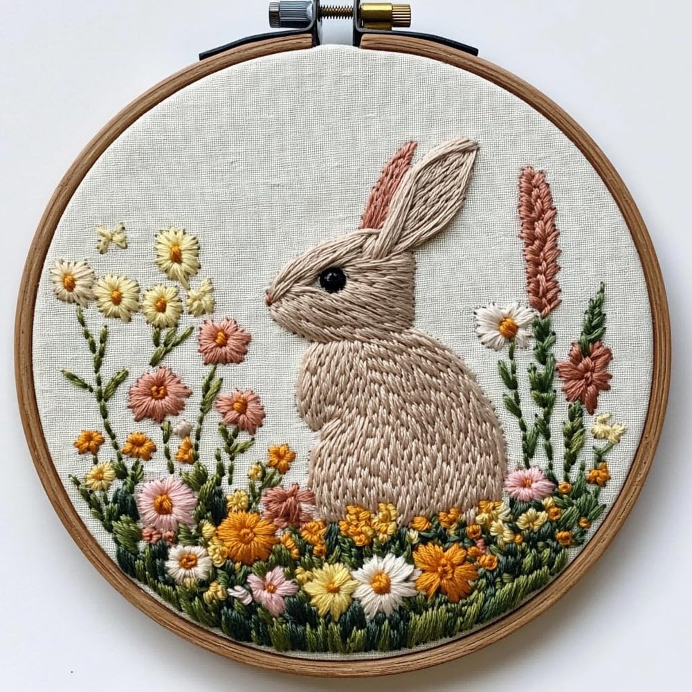 Punch Needle kit for Beginners Playful Bunny Ears Cute Bunny Embroidery Set, Punch Stitching kit for Adults, Needle Punch Kits for Adults