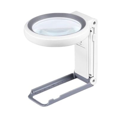 MVNOIRE Portable Handheld Magnifying Glass with LED Lights Foldable Desktop Magnifier 10X/30X Reading (OneColor)