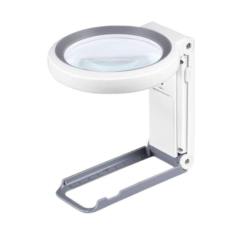 MVNOIRE Portable Handheld Magnifying Glass with LED Lights Foldable Desktop Magnifier 10X/30X Reading (OneColor)