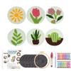 Punch Needle Coaster Kit 6 Patterns Sun Floral Tufted Rug Pads, DIY Needle Punch Coaster Kit for Adults Beginners with Adhesive Felt Yarns Embroidery Hoop Tools Instruction view 2