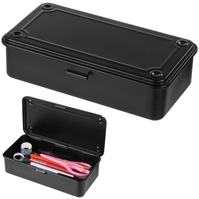 Deskium Steel Storage Box With Hinged Lid, Metal Organizer For Stamps, Pens, Office Supplies, Scrapbook Tools, Rectangular Storage Case For Fittings And Accessories