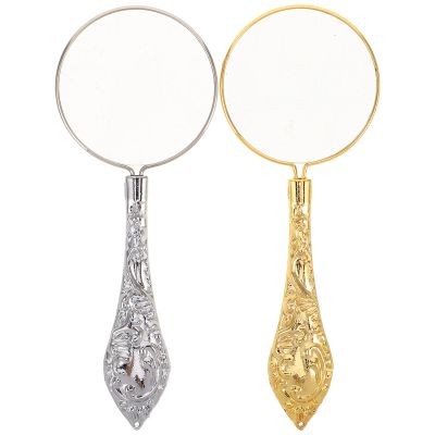 COSMEVIVI 2pcs Magnifying Glass for Reading - Handheld Jewelry Magnifier with Metal Handle Portable Magnifying Lens for Book Newspaper Science Class Observation