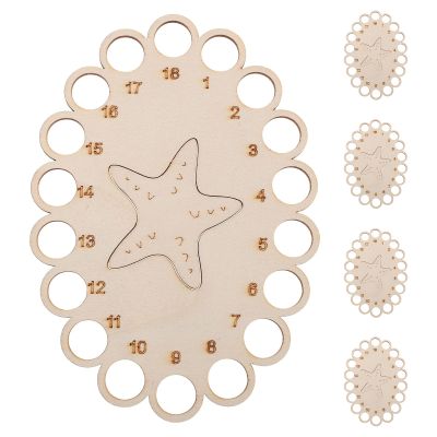 BUTIFULSIC 5pcs Wooden Embroidery Floss Organizer Cross Stitch Holder Wooden Board Sewing Floss Accessories with Holes for Craft DIY Sewing Storage Beige