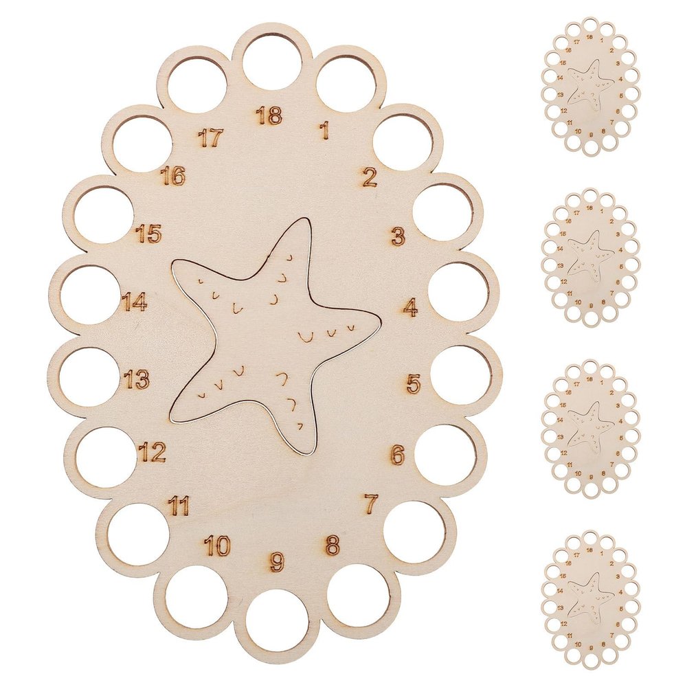 BUTIFULSIC 5pcs Wooden Embroidery Floss Organizer Cross Stitch Holder Wooden Board Sewing Floss Accessories with Holes for Craft DIY Sewing Storage Beige