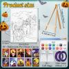 Dispowreath 10 Sets 8" x 10" Halloween Pre Drawn Canvas to Paint Gifts Sets Pumpkin Pre Printed Canvas with Greeting Cards Outline Panels Bulk for Beginners DIY Craft Project Party Favor Home Decors view 2