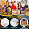 Dispowreath 10 Sets 8" x 10" Halloween Pre Drawn Canvas to Paint Gifts Sets Pumpkin Pre Printed Canvas with Greeting Cards Outline Panels Bulk for Beginners DIY Craft Project Party Favor Home Decors view 3