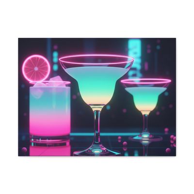Color Degrade of Neon Cocktails Matte Canvas Wall Art - Made in USA, 24 * 18 Inch