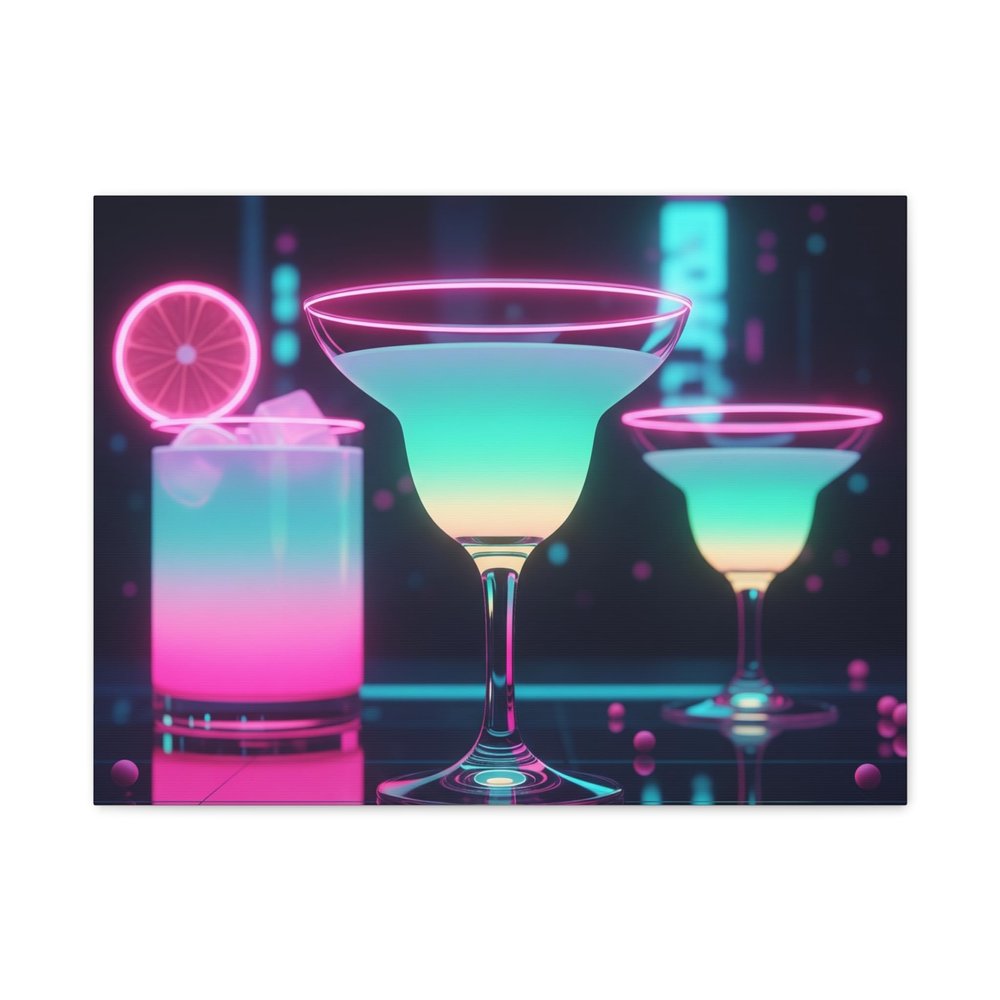 Color Degrade of Neon Cocktails Matte Canvas Wall Art - Made in USA, 24 * 18 Inch