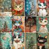 Cats at Christmas Decoupage Rice Papers, 8 x 10.5 inch (A4) - 6 Sheets | 6 Unique Designs | Versatile Christmas Designs for Art Projects & Crafting by CRAFT KREATIVELY view 1