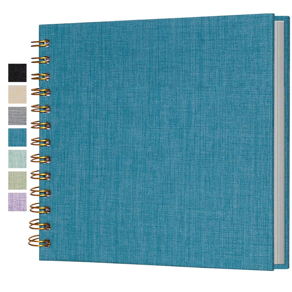 Small Scrapbook 7x7 Inch, Linen Photo Album 40 Sheets Mini Scrap Book, Kraft White Pages Memory Book for Wedding, Baby, Family, Graduation, Travel, Dog, Vacation