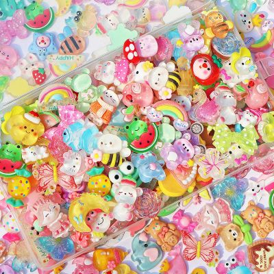 FULUSODO 120 Pcs Embellishments Cute Set, Flat Back Bulk Mixed Resin Set Ornament Scrapbooking
