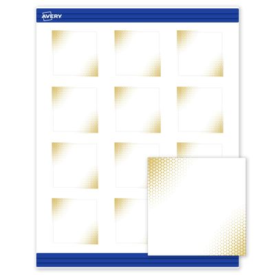Avery Printable Square Business Cards with Sure Feed Technology, Pre-Printed Gold Blush Pattern, Matte White, 2" x 2", Laser & Inkjet Compatible, 120 Total, Great for Branding, Marketing, and Events