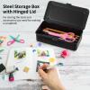 Chewtoyo Metal Storage Box with Hinged Lid, Rectangular Organizer for Pens, Stamps, Scrapbook Tools, Office Supplies, and Accessories view 4