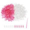 MECCANIXITY S Clips for Loom Bracelets, Rubber Band Bracelet Clip Clear Plastic Connectors Refills Kit with Pink Crochet Hook for Loom Bracelets Making DIY(Rose Red/White, Pack of 1000) view 1
