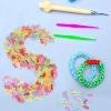 MECCANIXITY S Clips for Loom Bracelets, Rubber Band Bracelet Clip Clear Plastic Connectors Refills Kit with Pink Crochet Hook for Loom Bracelets Making DIY(Green/White, Pack of 1000) view 4