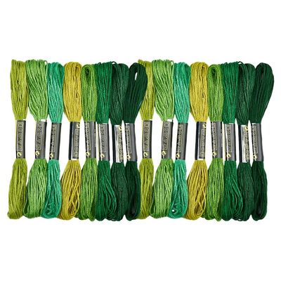BEAMARKER 16 Skeins 131 Yards Embroidery Thread Friendship Bracelets String Cross Stitch Threads Cotton Floss Yarn DIY 6 Ply 1.2mm for Making Sewing Needlework Knitting Stitching Craft Supply Green