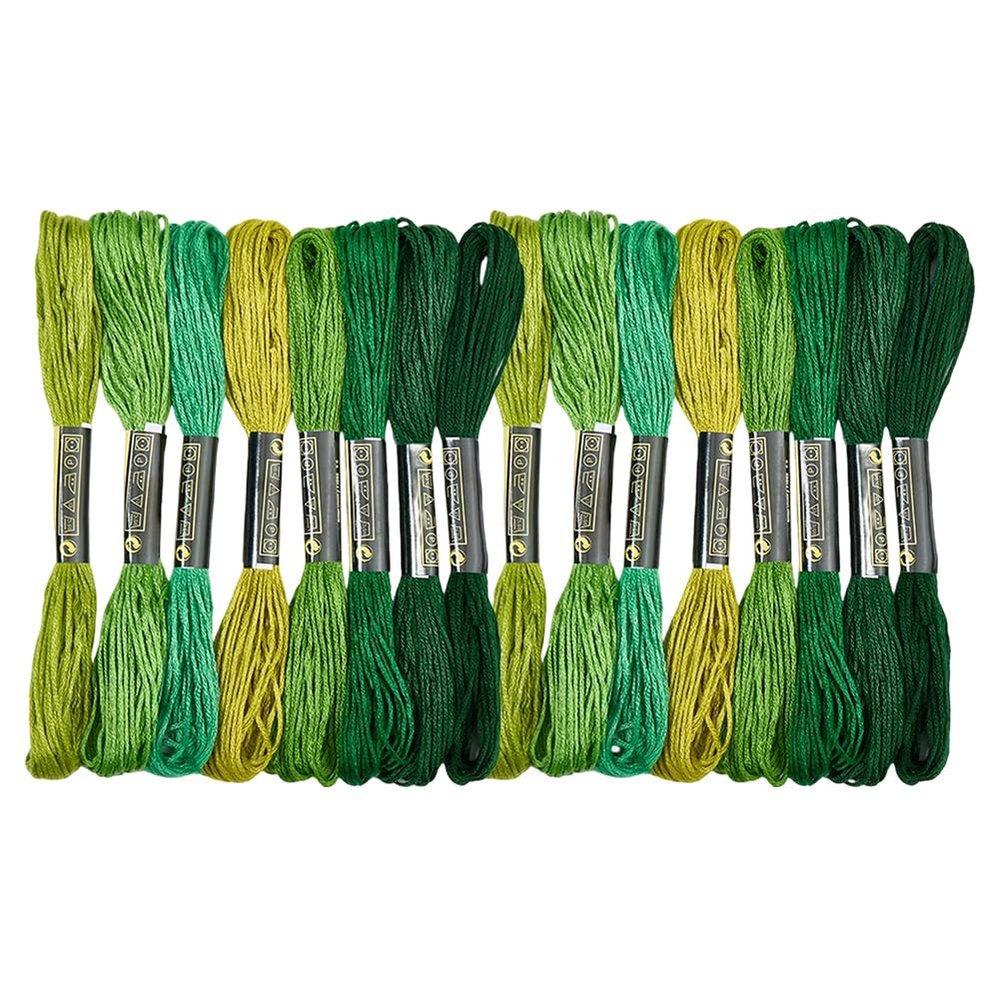 BEAMARKER 16 Skeins 131 Yards Embroidery Thread Friendship Bracelets String Cross Stitch Threads Cotton Floss Yarn DIY 6 Ply 1.2mm for Making Sewing Needlework Knitting Stitching Craft Supply Green