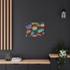 Colorful Ammolite Gemstones Shimmering with Dragon-Scale Iridescence - Made in USA - 24 * 18 Inch Matte Canvas Wall Art view 4